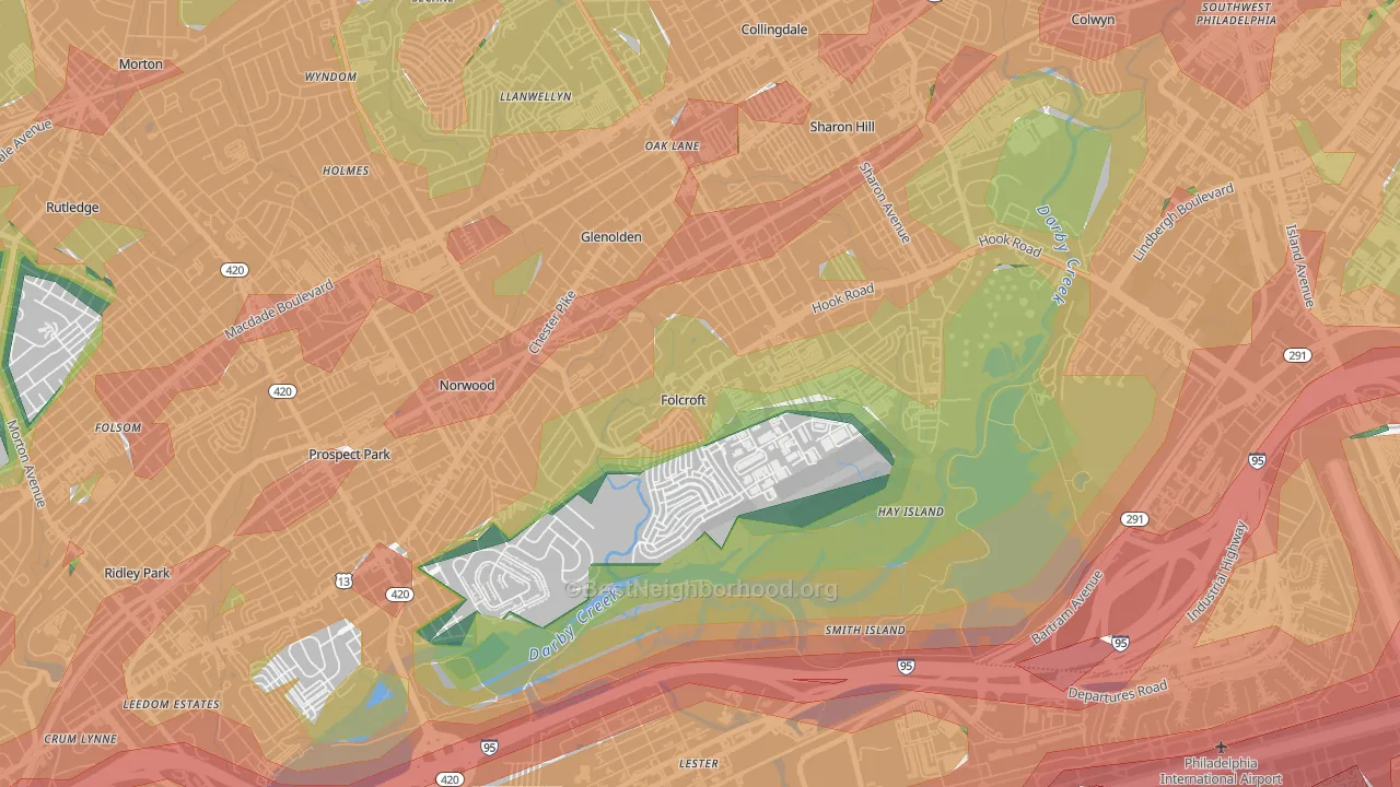 Folcroft, PA Map of Noise Levels in Folcroft