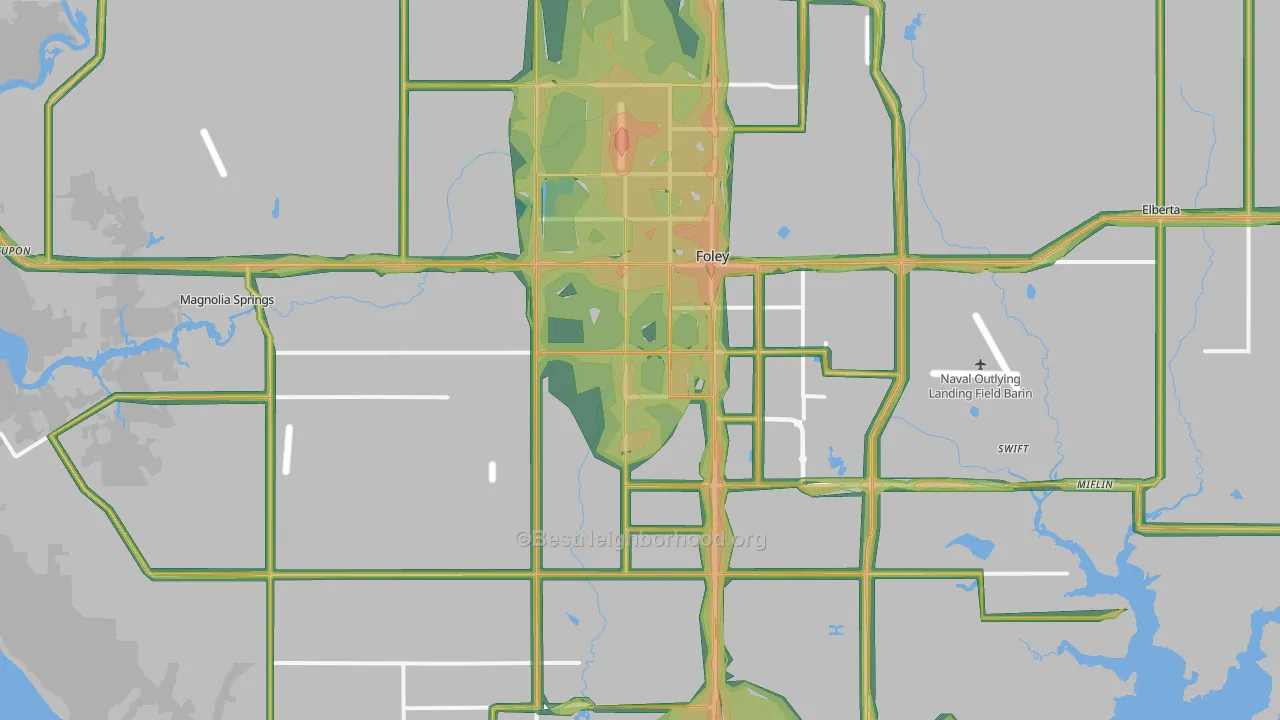 Foley, AL Map of Noise Levels in Foley