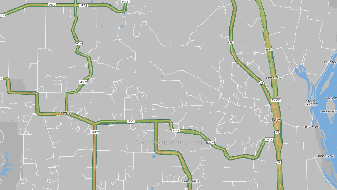 Foley, MO Map of Noise Levels in Foley