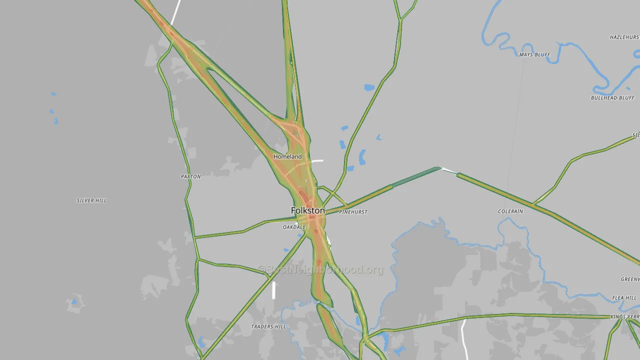 Folkston, GA Map of Noise Levels in Folkston
