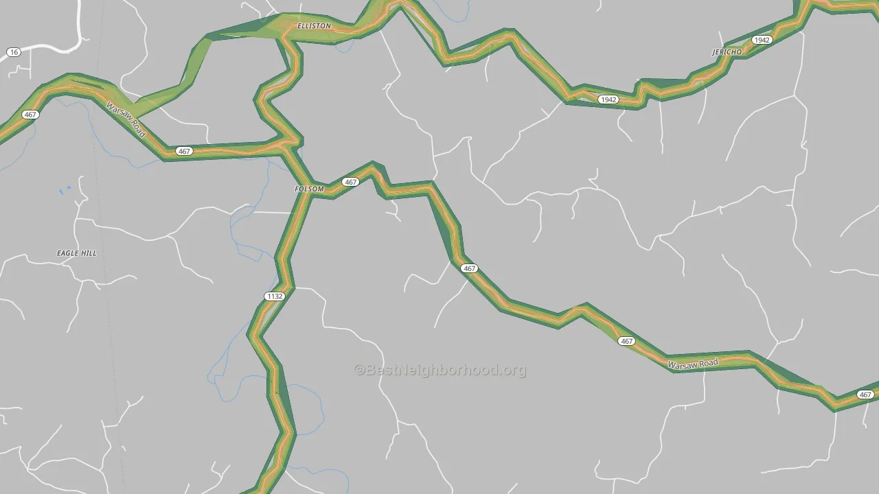 Folsom, KY Map of Noise Levels in Folsom