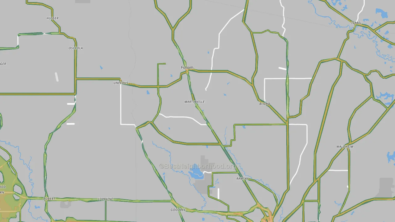Folsom, LA Map of Noise Levels in Folsom