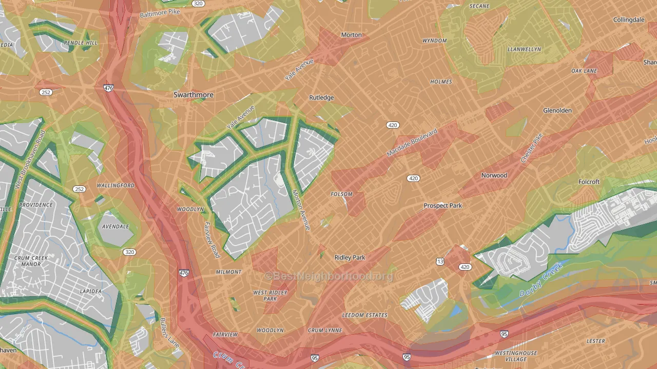 Folsom, PA Map of Noise Levels in Folsom