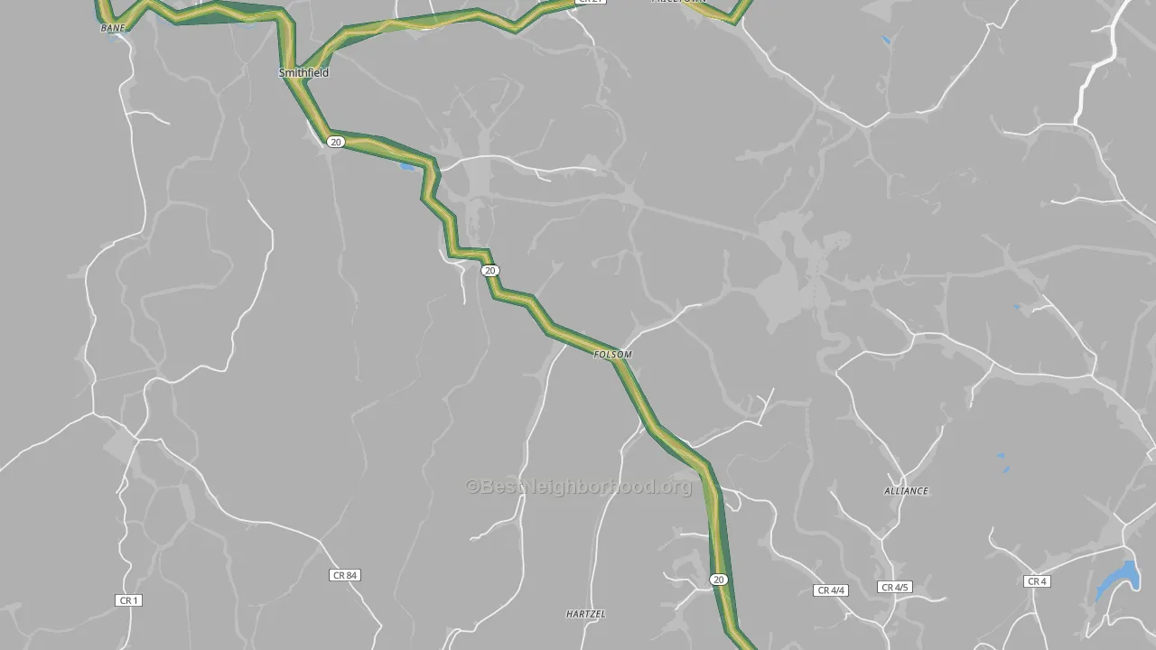 Folsom, WV Map of Noise Levels in Folsom
