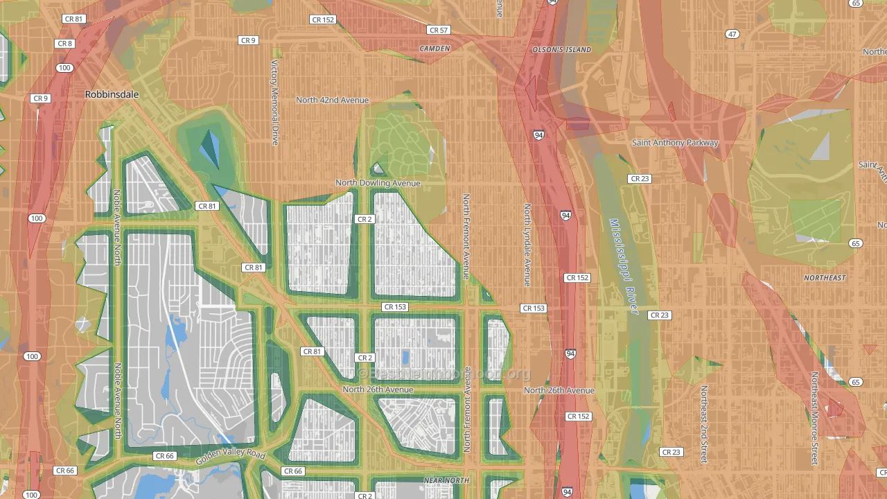 Folwell, Minneapolis, MN Map of Noise Levels in Folwell