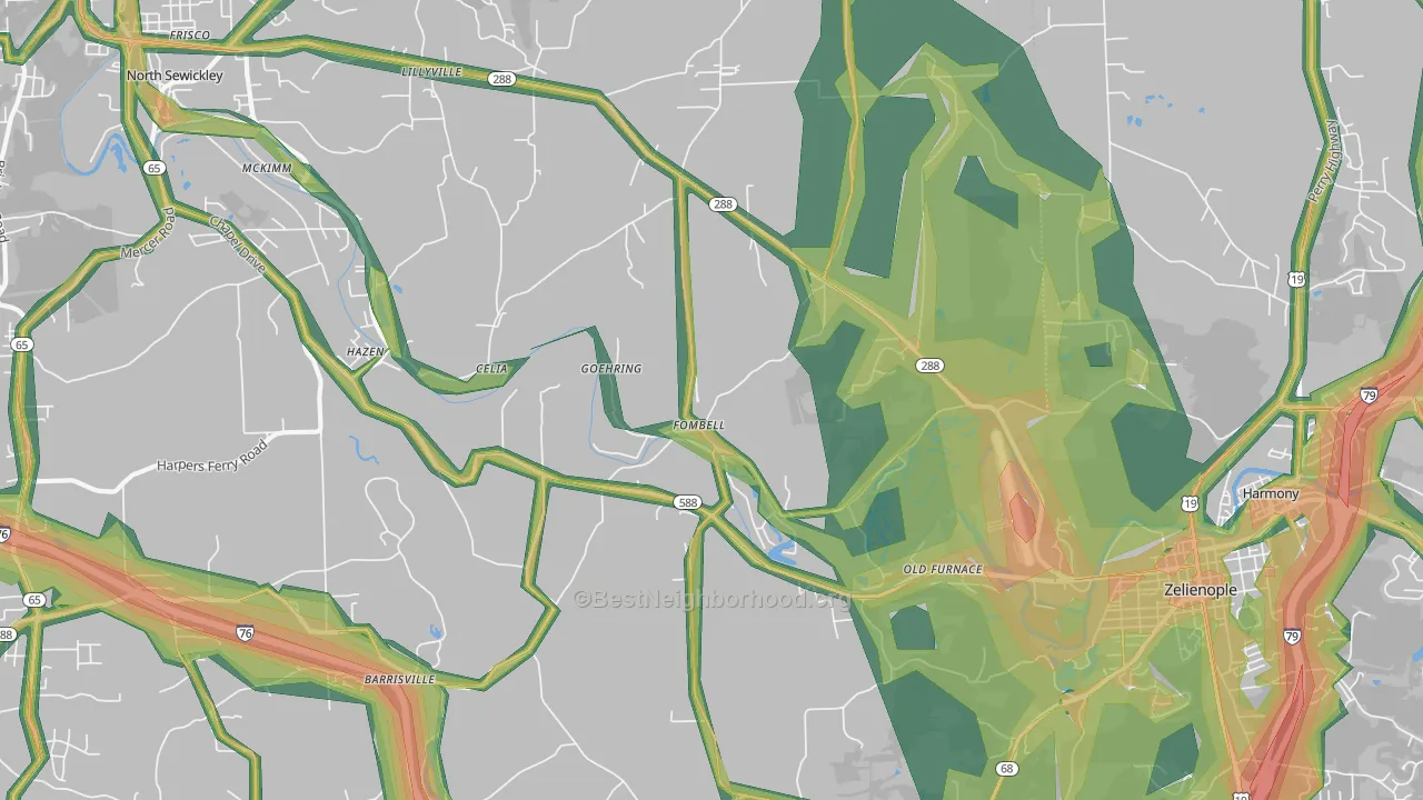 Fombell, PA Map of Noise Levels in Fombell