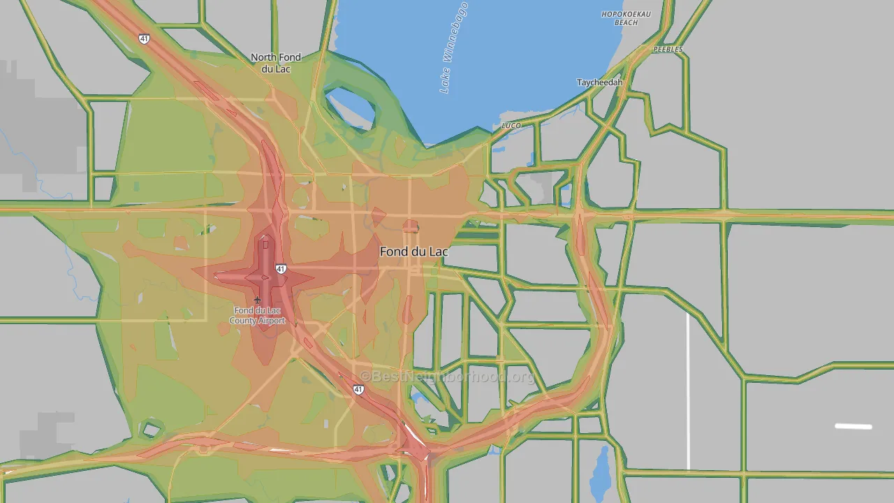 Fond Du Lac, WI Map of Noise Levels in Fond Du Lac