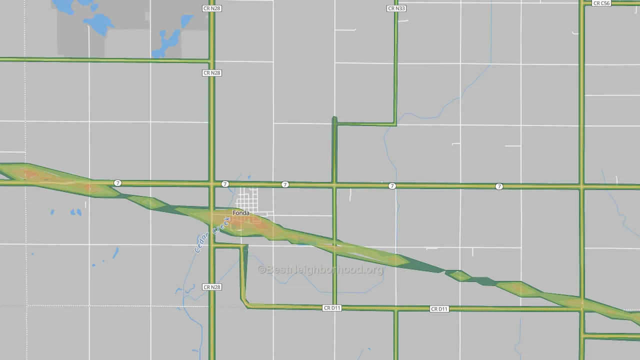 Fonda, IA Map of Noise Levels in Fonda