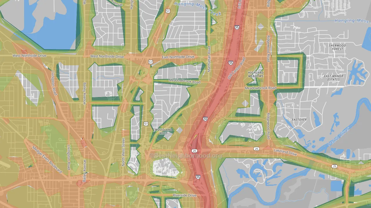 Fondren North Renaissance, Jackson, MS Map of Noise Levels in Fondren North Renaissance