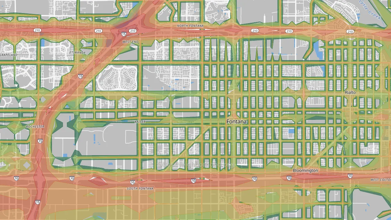 Fontana, CA Map of Noise Levels in Fontana
