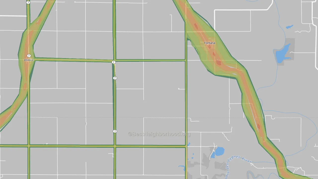 Fontana, KS Map of Noise Levels in Fontana