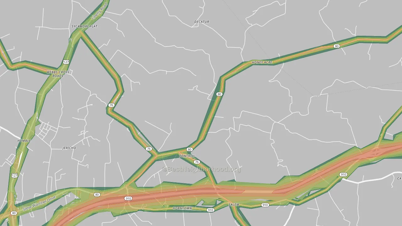 Fonthill, KY Map of Noise Levels in Fonthill