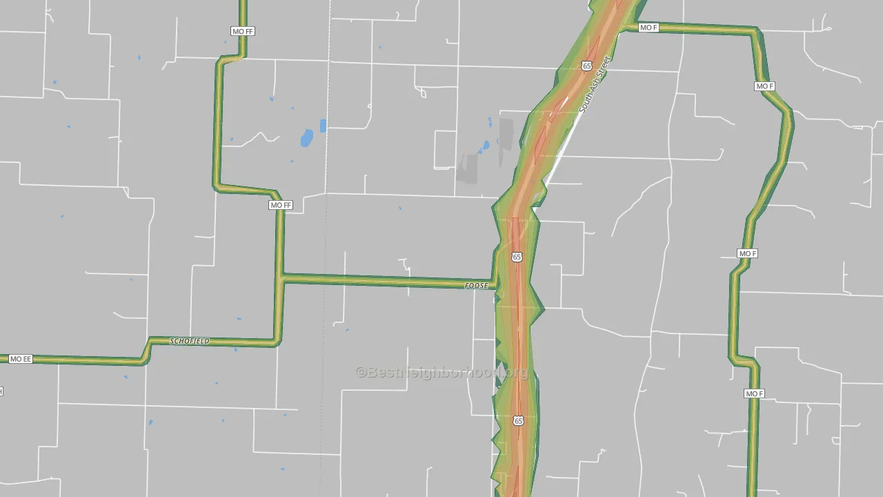Foose, MO Map of Noise Levels in Foose