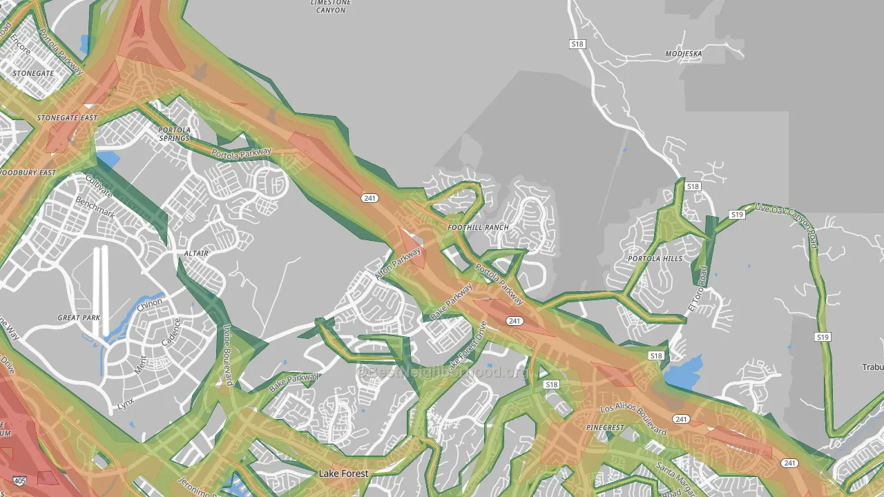 Foothill Ranch, CA Map of Noise Levels in Foothill Ranch