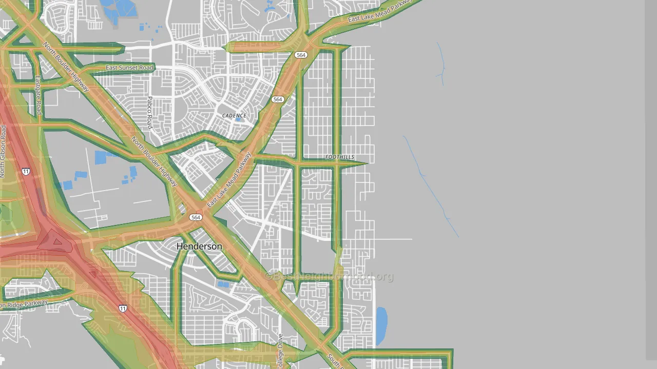 Foothills, Henderson, NV Map of Noise Levels in Foothills