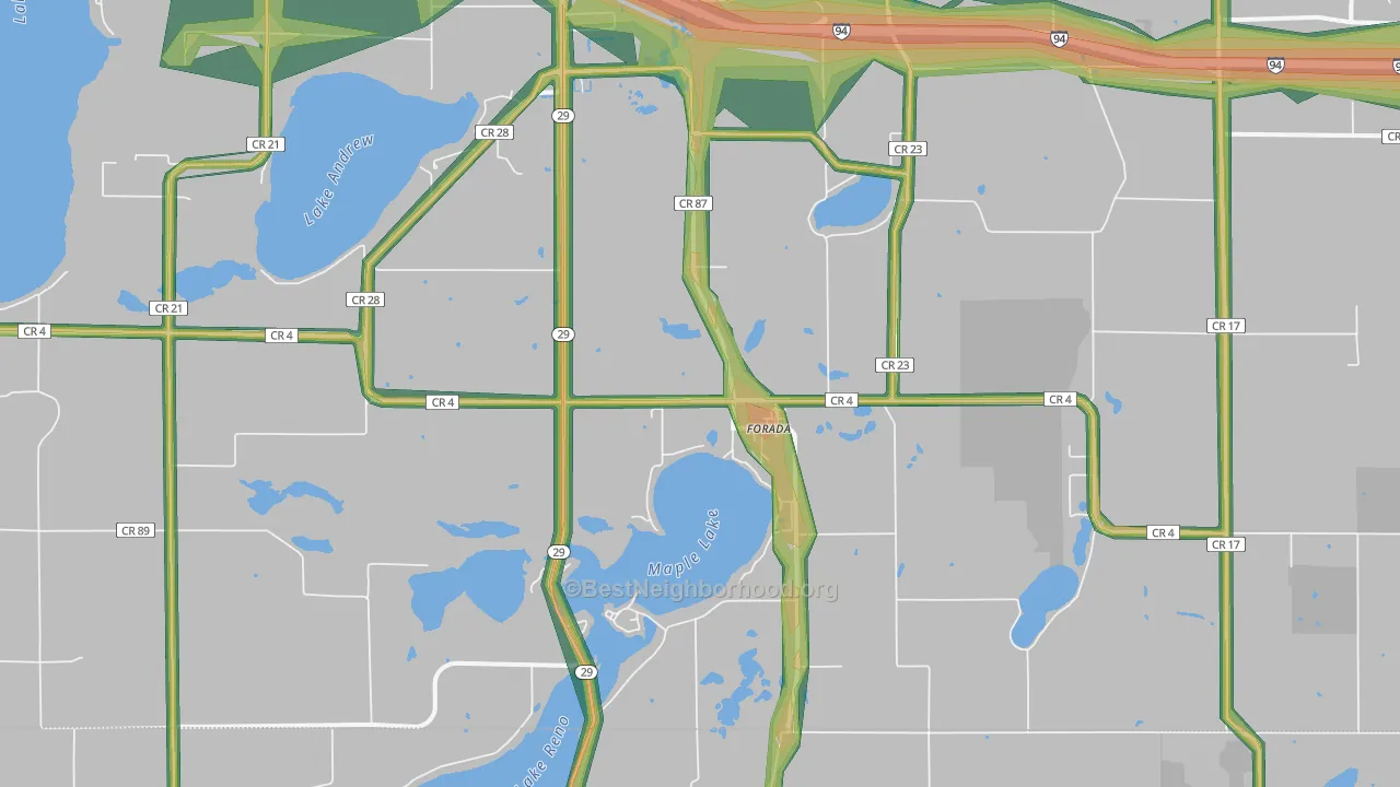 Forada, MN Map of Noise Levels in Forada