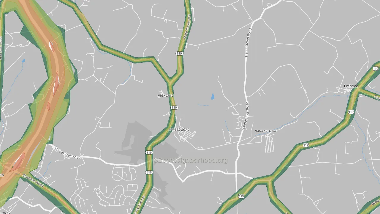 Forbes Road, PA Map of Noise Levels in Forbes Road