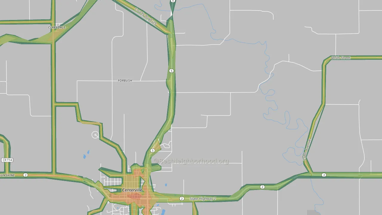 Forbush, IA Map of Noise Levels in Forbush