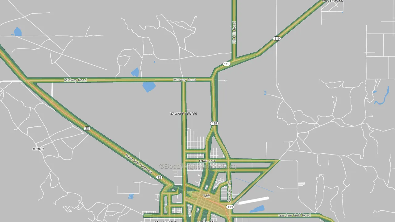 Ford City, CA Map of Noise Levels in Ford City