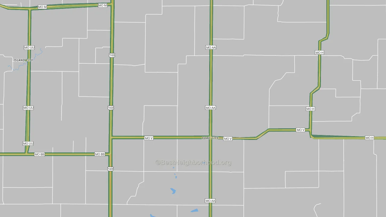 Ford City, MO Map of Noise Levels in Ford City
