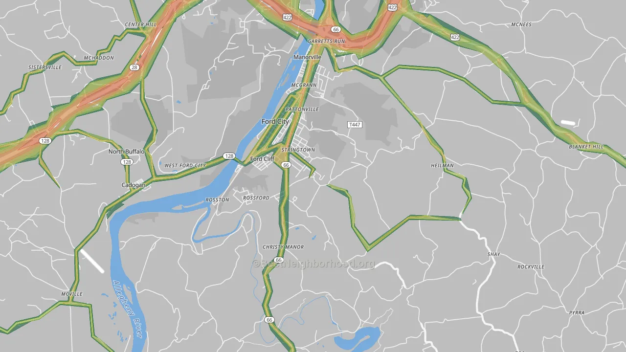Ford City, PA Map of Noise Levels in Ford City