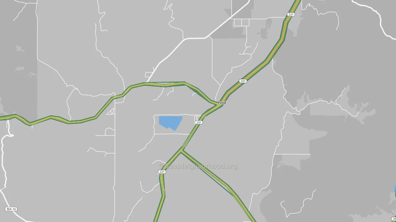 Ford, WA Map of Noise Levels in Ford
