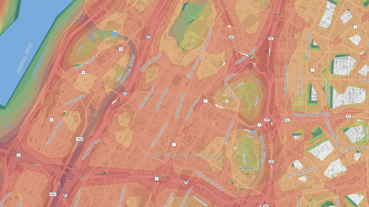 Fordham, Bronx, NY Map of Noise Levels in Fordham
