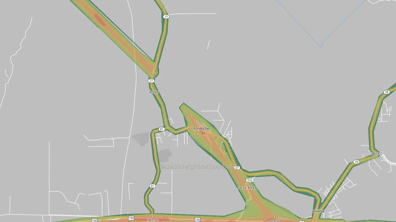 Fordoche, LA Map of Noise Levels in Fordoche