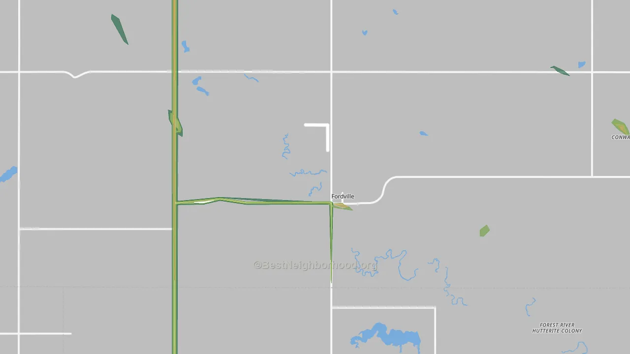 Fordville, ND Map of Noise Levels in Fordville