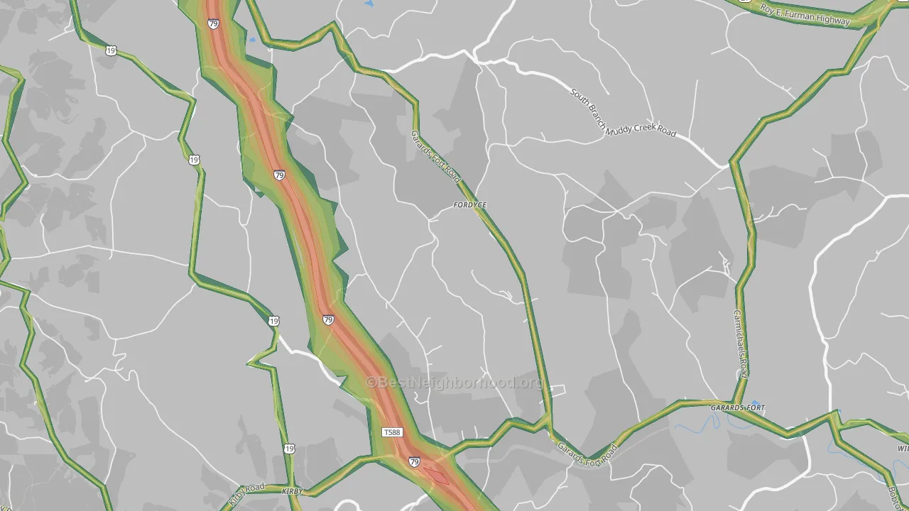 Fordyce, PA Map of Noise Levels in Fordyce