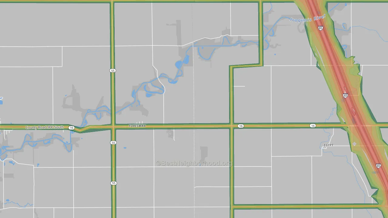 Foresman, IN Map of Noise Levels in Foresman