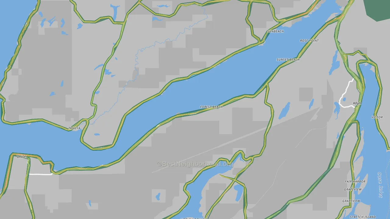 Forest Beach, WA Map of Noise Levels in Forest Beach