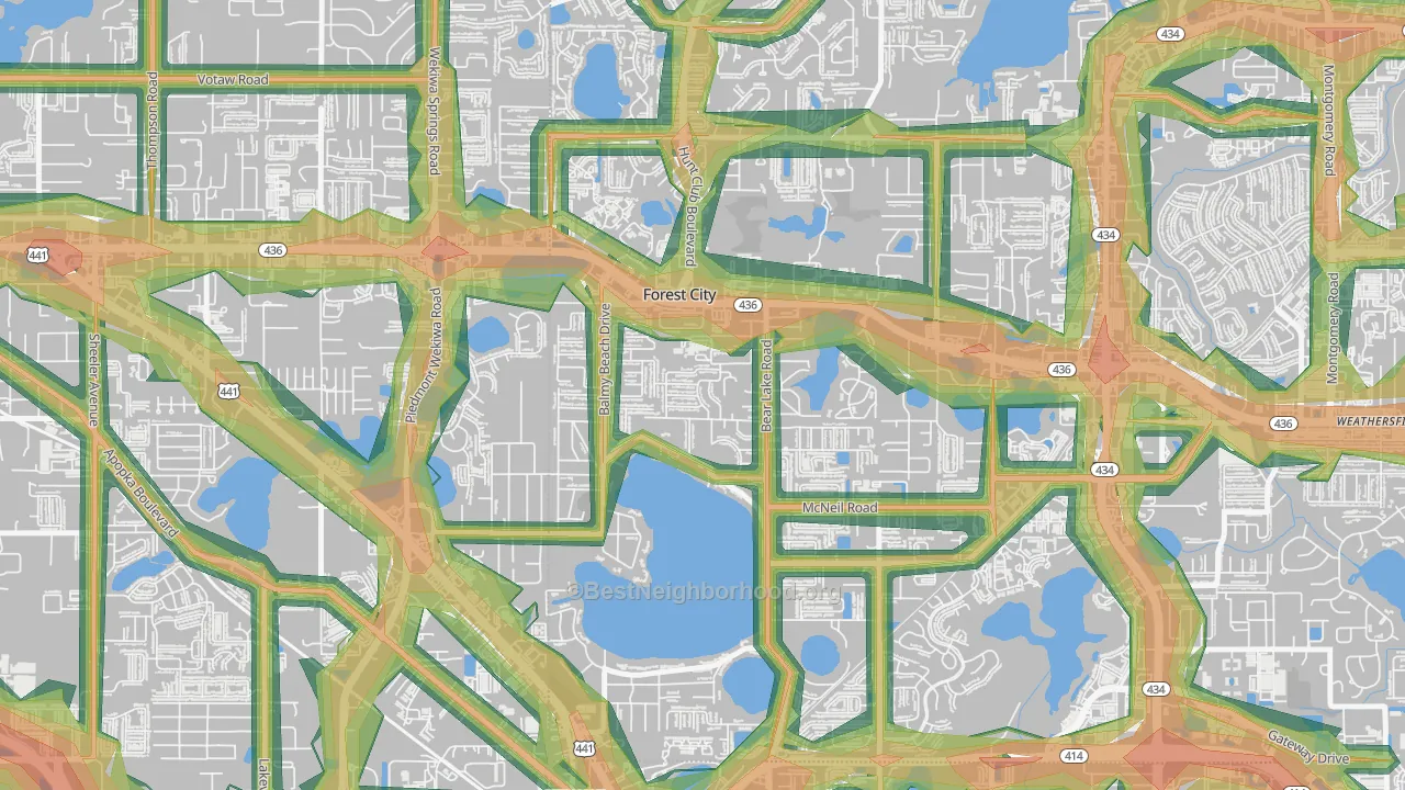 Forest City, FL Map of Noise Levels in Forest City