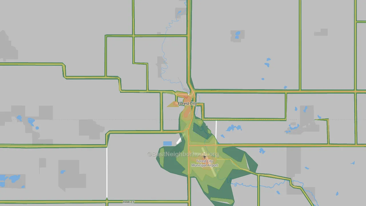 Forest City, IA Map of Noise Levels in Forest City
