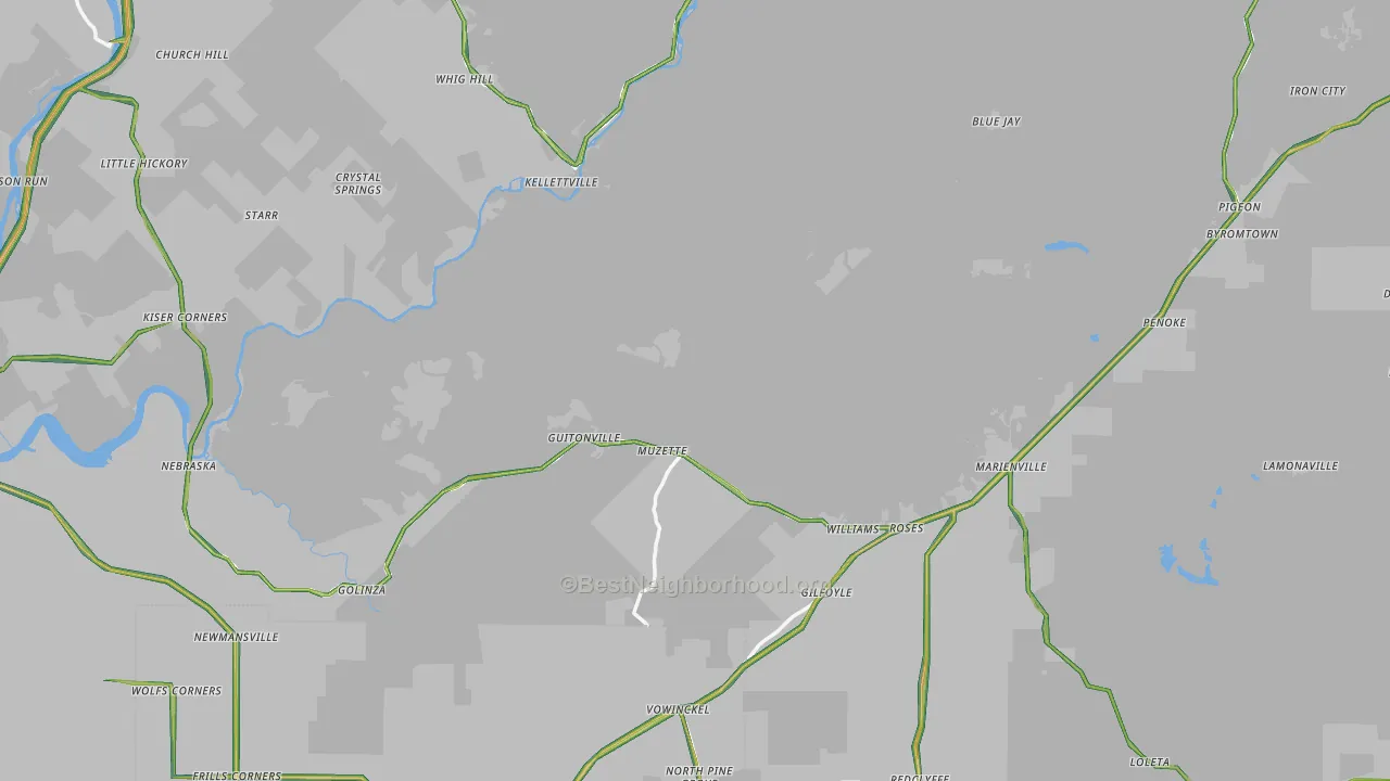 Forest County, PA Map of Noise Levels in Forest County