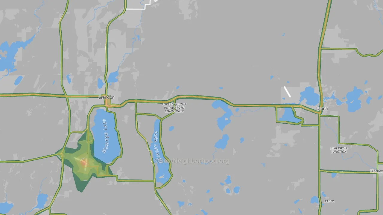 Forest County, WI Map of Noise Levels in Forest County