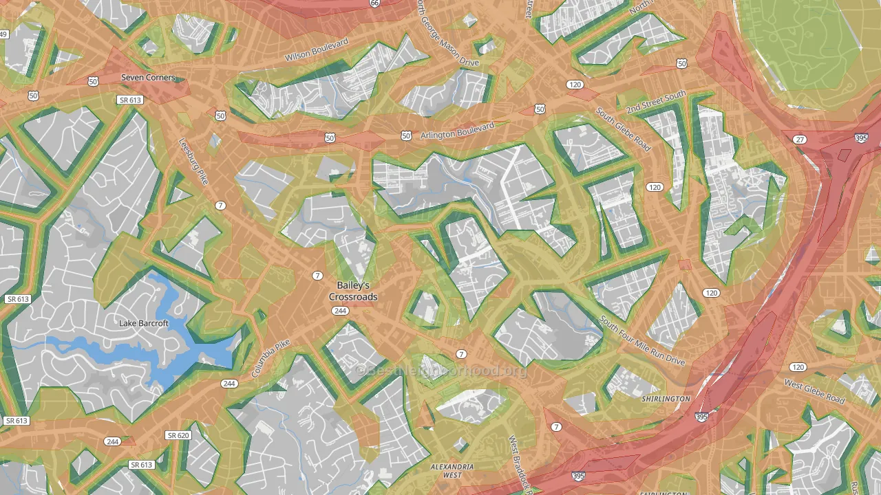 Forest Glen, Arlington, VA Map of Noise Levels in Forest Glen