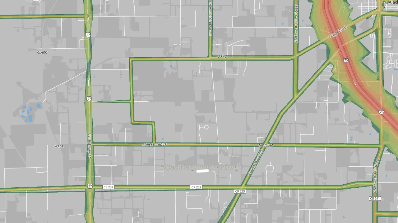 Forest Grove, FL Map of Noise Levels in Forest Grove