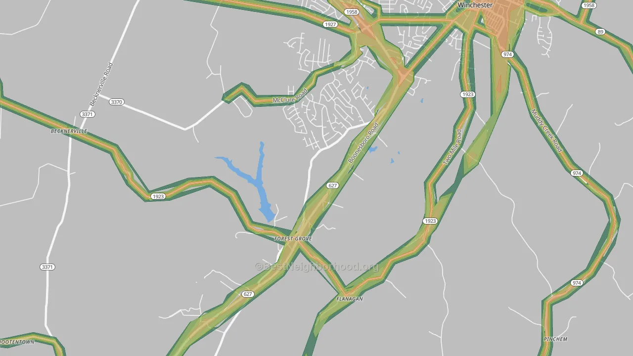 Forest Grove, KY Map of Noise Levels in Forest Grove