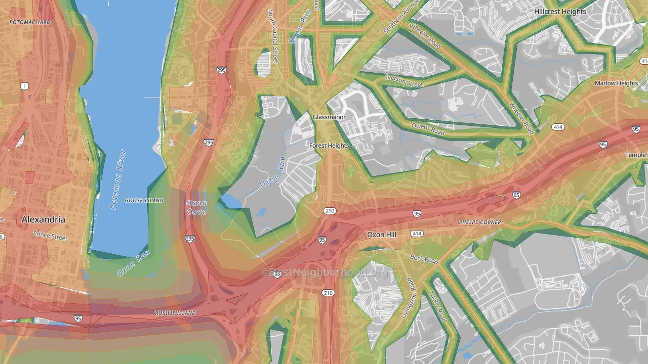 Forest Heights, MD Map of Noise Levels in Forest Heights