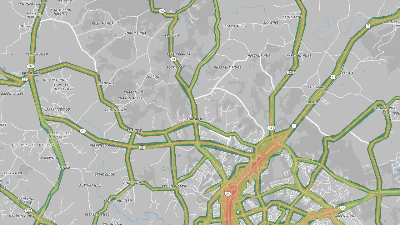 Forest Hill, MD Map of Noise Levels in Forest Hill