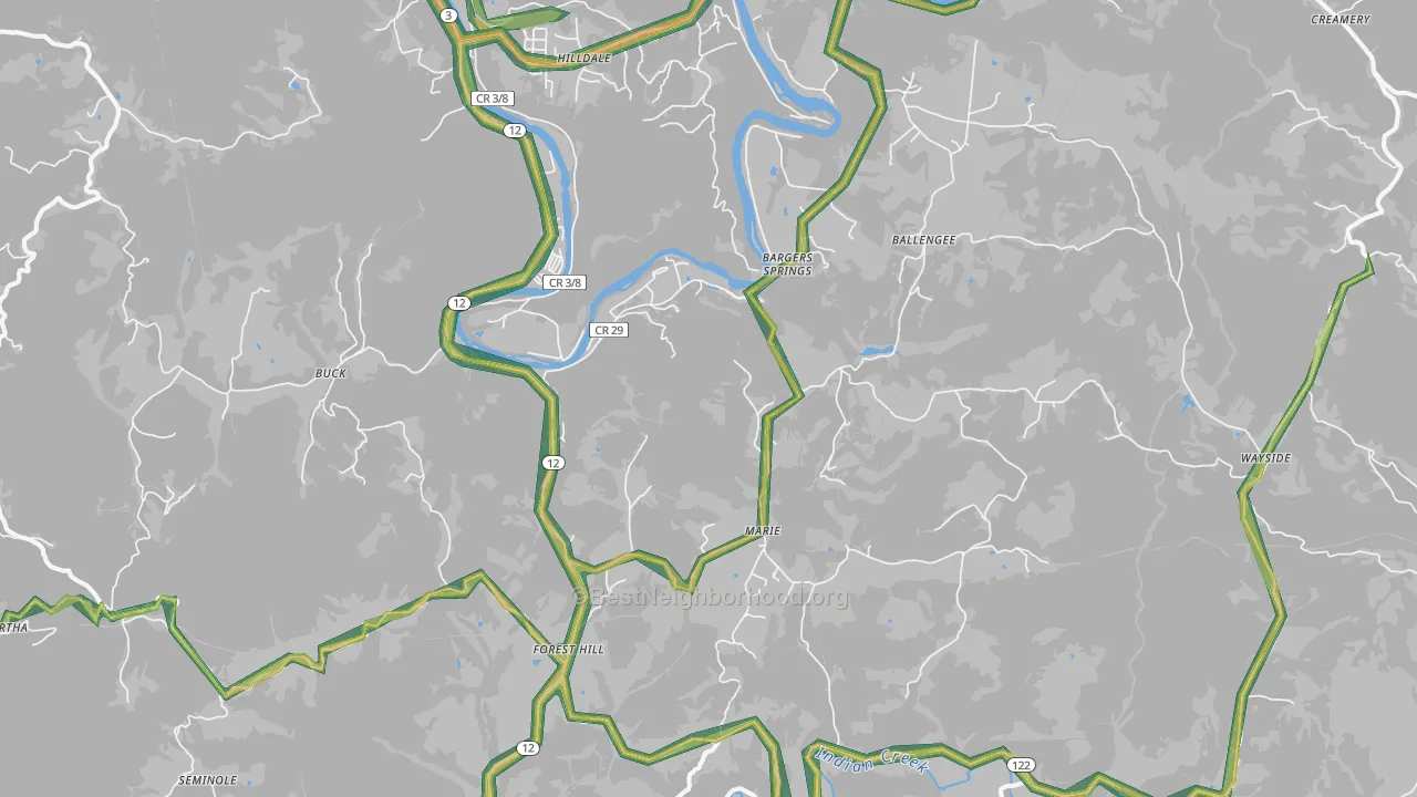 Forest Hill, WV Map of Noise Levels in Forest Hill