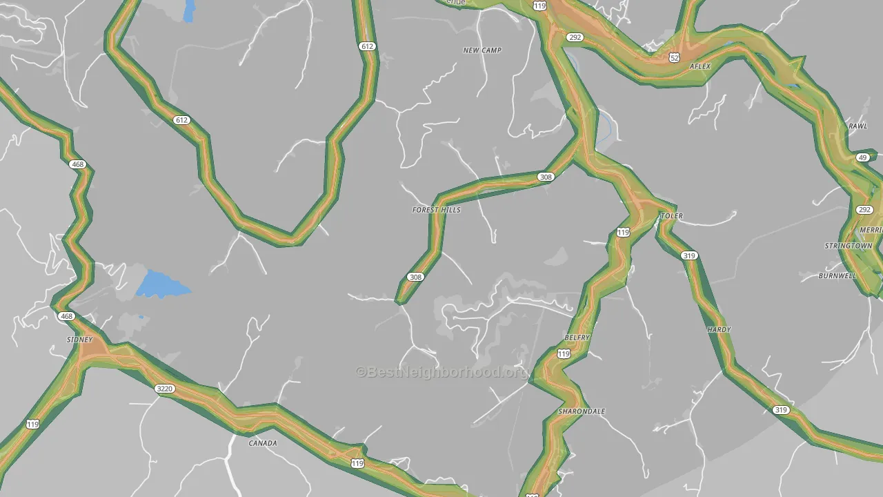 Forest Hills, KY Map of Noise Levels in Forest Hills