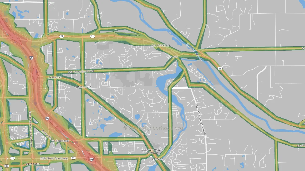 Forest Hills, MI Map of Noise Levels in Forest Hills