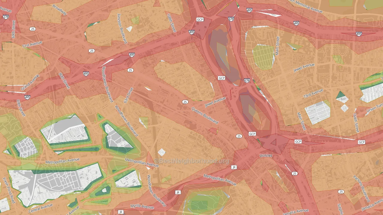 Forest Hills, Queens, NY Map of Noise Levels in Forest Hills