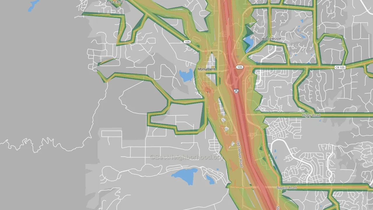 Forest Lakes, Monument, CO Map of Noise Levels in Forest Lakes