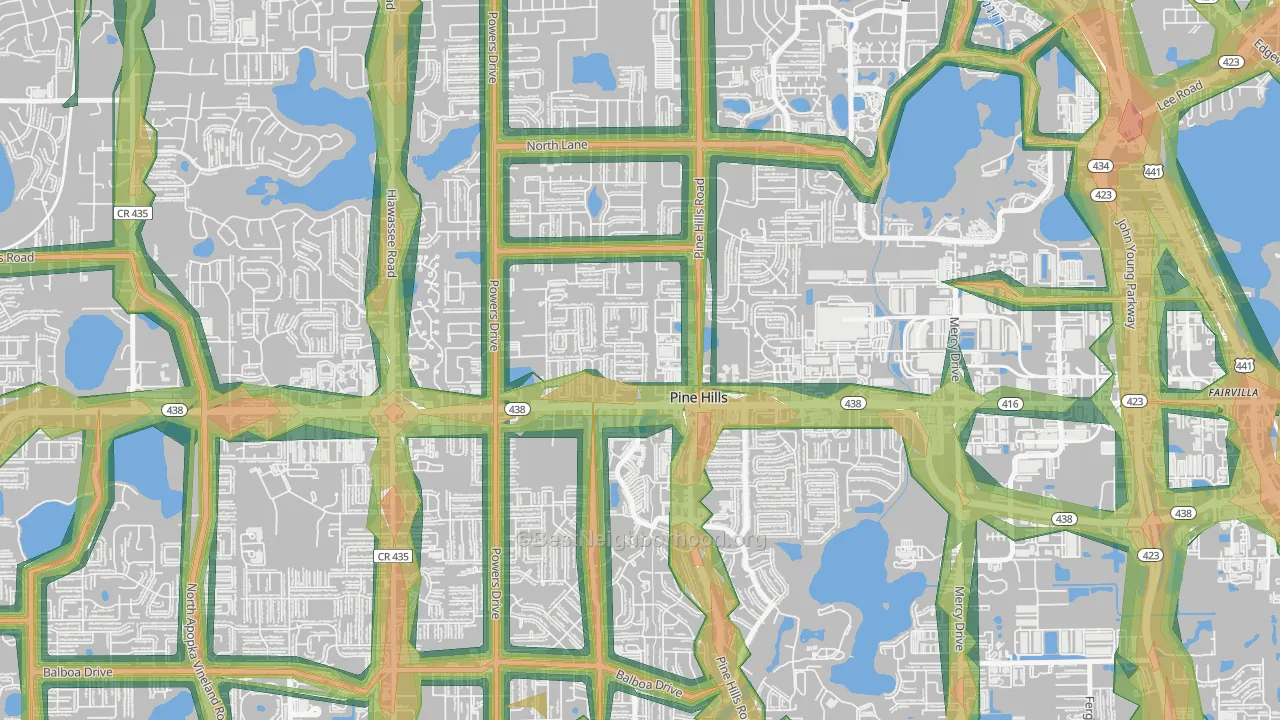 Forest Park, Pine Hills, FL Map of Noise Levels in Forest Park