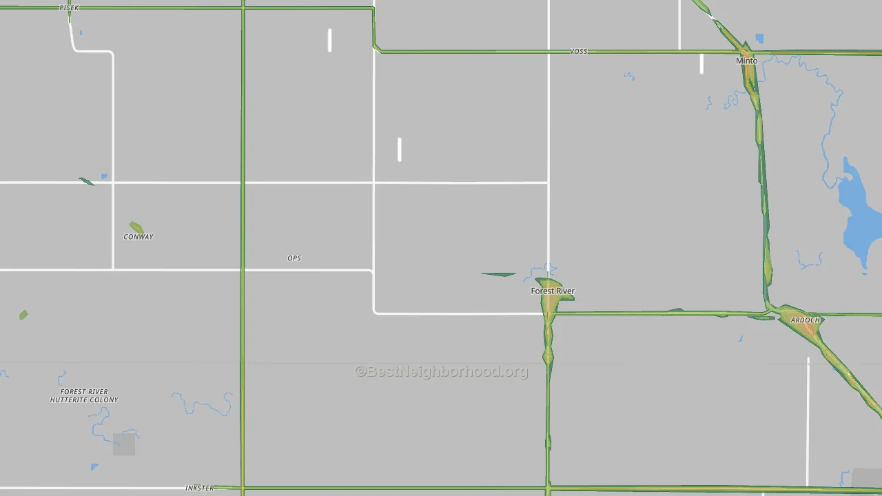 Forest River, ND Map of Noise Levels in Forest River