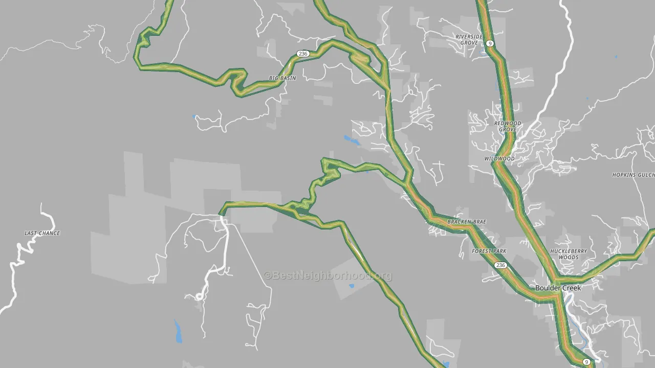 Forest Springs, CA Map of Noise Levels in Forest Springs