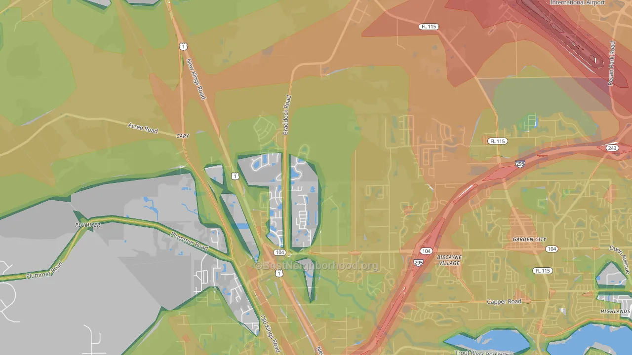 Forest Trails, Jacksonville, FL Map of Noise Levels in Forest Trails